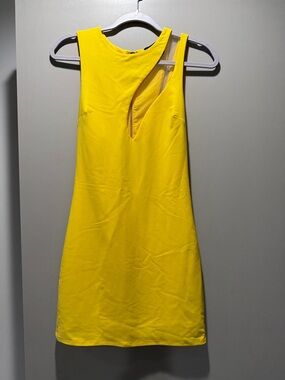 H:OURS hours NEW Bright Yellow cutout Sleeveless Shift mini Dress size 0